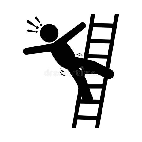 Ladder Fall Hazard Stock Vector Illustration Of Pictogram