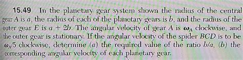 Solved 15 49 In The Planetary Gear System Shown The Radius Chegg