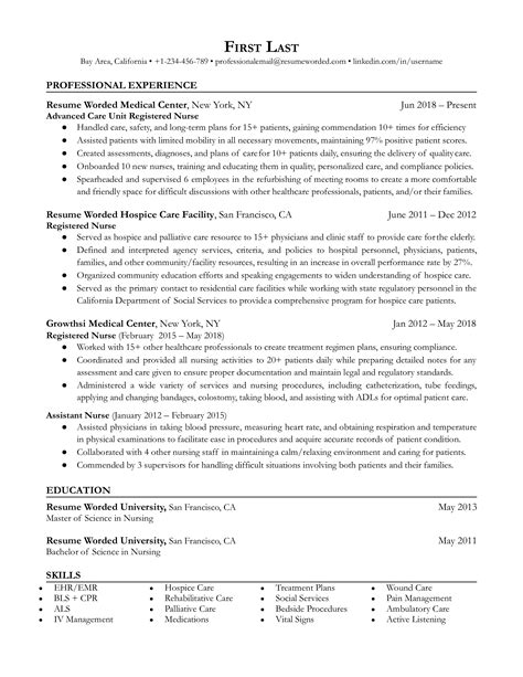 Experienced Nurse Resume Examples For 2025 Resume Worded