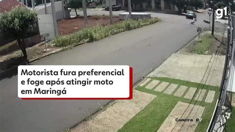 VÍDEO Motorista fura preferencial e foge após atingir moto em Maringá