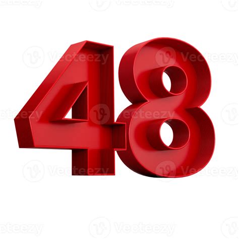 3d Illustration Of Red Number 48 Or Forty Eight Inner Shadow 25163459 Png