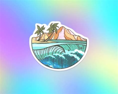 Vinyl Decal Beach Ocean Aesthetic Sticker For Stationary Etsy