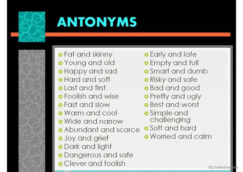 Synonyms And Antonyms English Esl Powerpoints