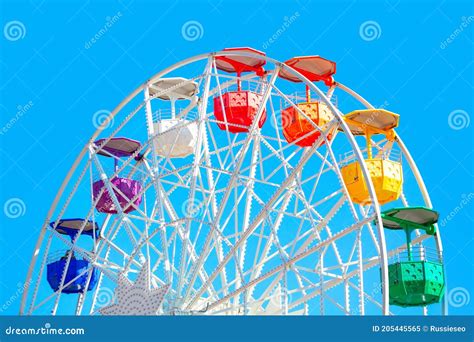 Ferris Wheel with Colorful Cabins Stock Image - Image of childhood ...