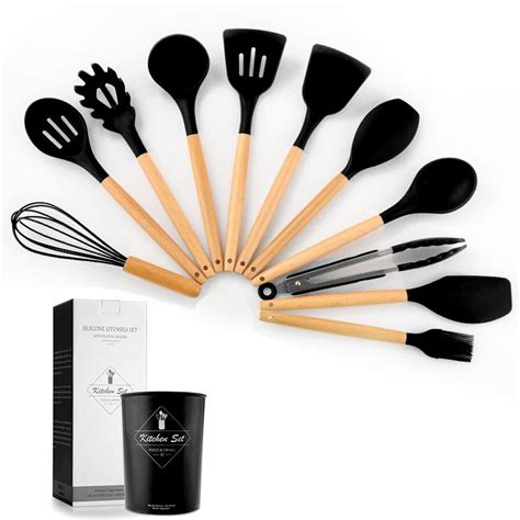 12 Piece Silicone Kitchen Utensil Set Black Shop Today Get It Tomorrow