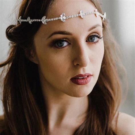 Bride Forehead Chain Rhinestone Headband Headpiece Bridal Hair Headwear