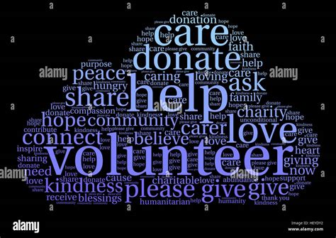 Volunteer Word Cloud On A Black Background Stock Vector Image And Art Alamy