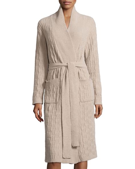 Lyst Natori Truffle Knit Chenille Wrap Robe In Natural