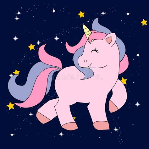 Lindo Dibujo De Unicornio En Un Fondo De Arcoiris Ilustración Para