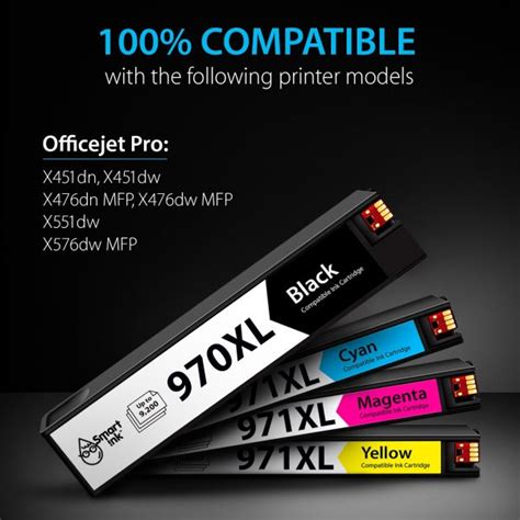 Get Compatible Hp 970xl971xl Ink Cartridges 4 Combo Pack Smart Ink