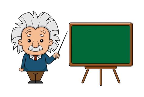 Albert Einstein Cartoon Figur Mit Brett Premium Vektor