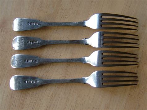 Antiques Atlas Set Four George Iii English Silver Forks C1802