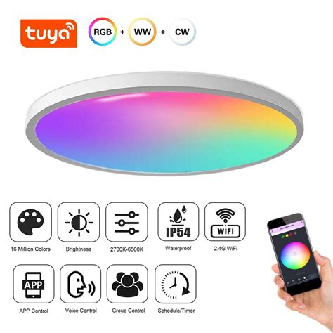 Zemismart Zigbee L Mpada De Teto Inteligente Tuya WiFi Luz LED 24W