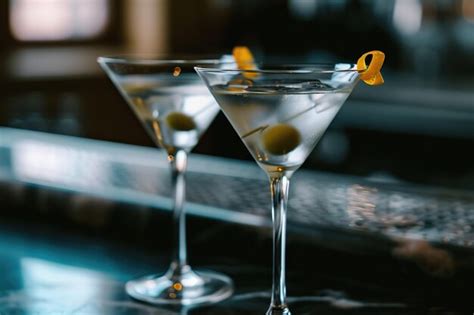 Premium Photo Two Martini Glasses Elegantly Placed On Countertop