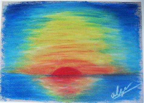 Sunset (oil pastels) by leaffiber on DeviantArt