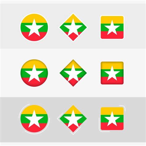 Premium Vector Myanmar Flag Icons Set Vector Flag Of Myanmar