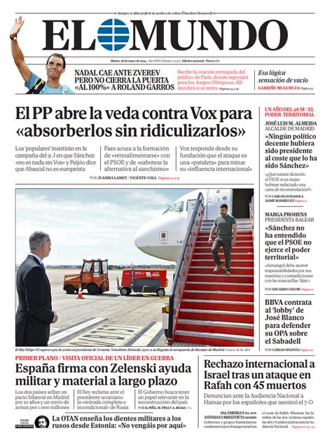 Portada De EL MUNDO Del Martes 28 De Mayo De 2024 Medios