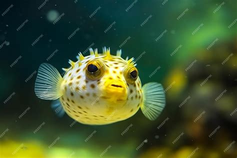 Premium Ai Image Golden Puffer Beauty Yellow Arothron Meleagris