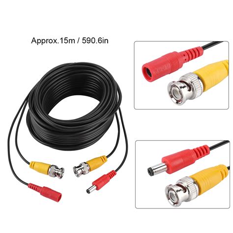 HERCHR Coax Cable BNC 2 1mm DC CCTV Extension Cable Video Coax Cable