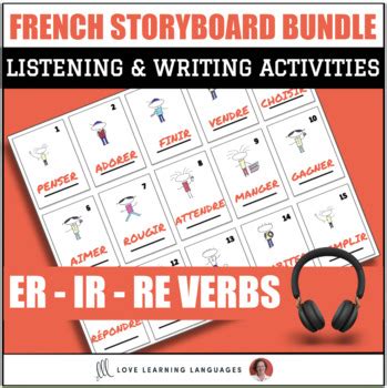 French Regular ER IR RE Verbs Listening Comprehension Writing BUNDLE