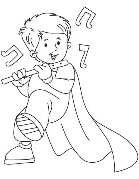 Desenho De Menino Tocando Flauta Para Colorir Tudodesenhos