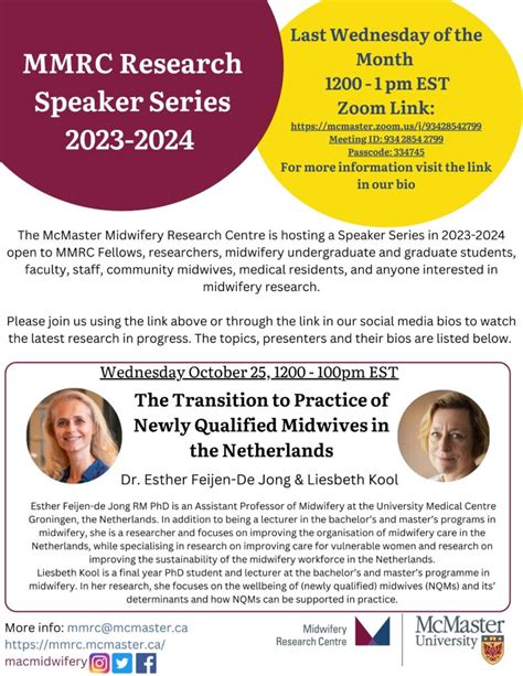 Mmrc Speaker Series The Transition To Practice Of Newly Qualified Midwives In The Netherlands