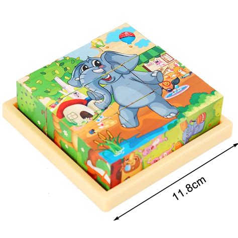 Puzzle 3D en bois de vigne pour enfants neuf pièces plateau de bloc en