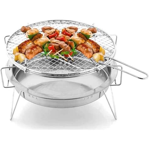 Gril De Fumeur De Barbecue Pliable En Acier Inoxydable Gril De Camping