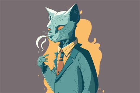 Cat Smoking Vector Illustration Graphic By Breakingdots · Creative Fabrica