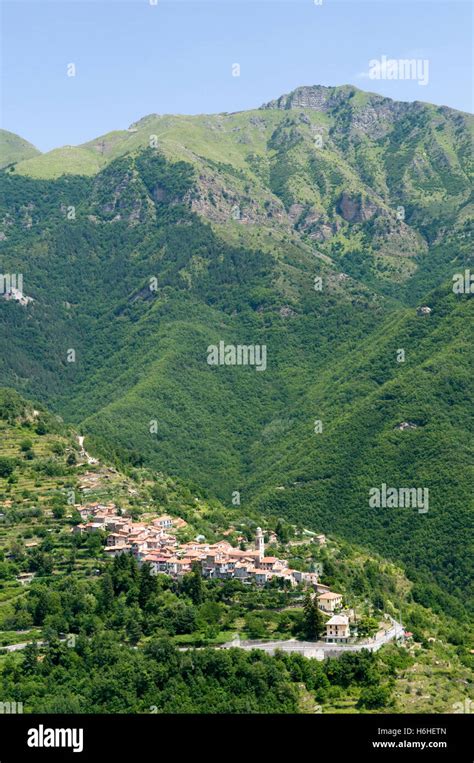 Mountain Village Corte In The Central Ligurian Alps Nature Park