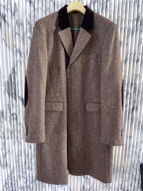 Thomas Pink Velvet Collar Herringbone Tweed Chesterfield Coat Grailed