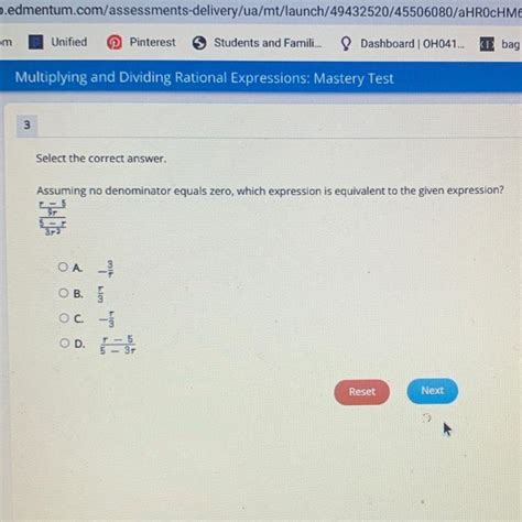 Assuming No Denominator Equals Zero Which Expression Is Equivalent To