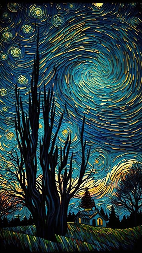 Fundo Estrelado Do Fluxo De Van Gogh Do C U Papel De Parede Para