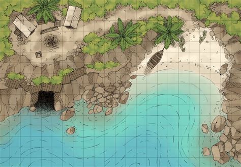 Pirate S Cove 2 Minute Tabletop Tabletop Rpg Maps Dungeon Maps Fantasy Map