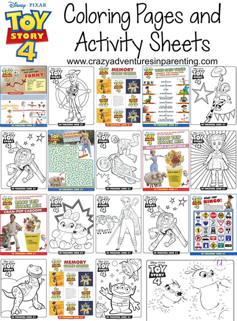 Toy Story Activity Sheets