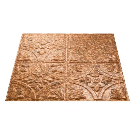 Fasade 2 Ft X 2 Ft Traditional 2 Cracked Copper Pvc Drop Ceiling Tile 5 Pack 20 Sq Ft Case