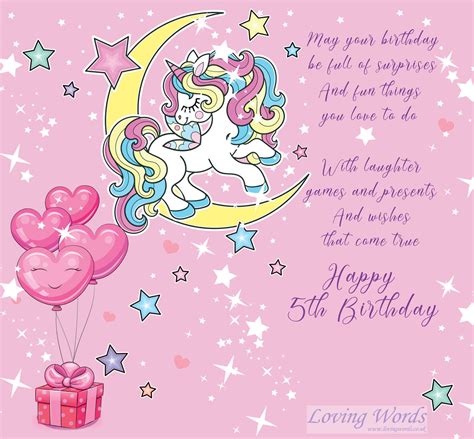 5th Birthday Girl Greeting Cards By Loving Words