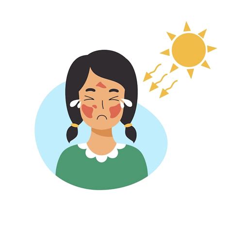 Premium Vector Girl Is Crying Because Of Sunburn On Her Face Sad