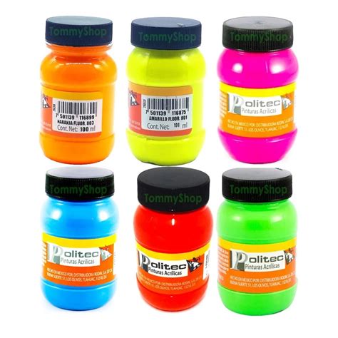 Set Pintura Acrilica Politec Botes Neon Fluorescente 100 Ml Shopee México