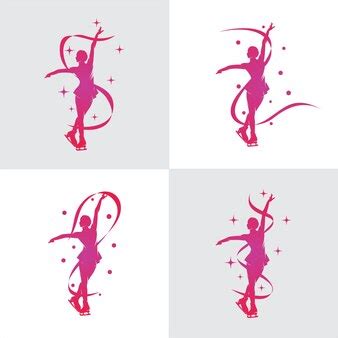 Premium Vector | Women figure skating logo