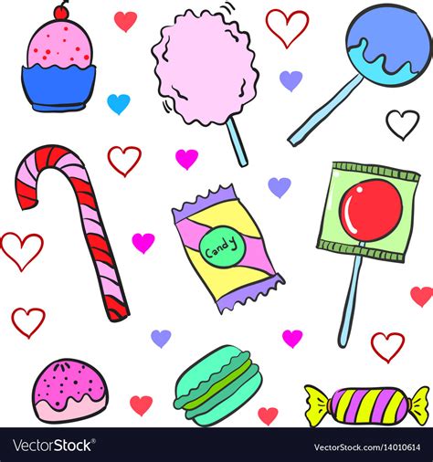 Candy various doodles Royalty Free Vector Image