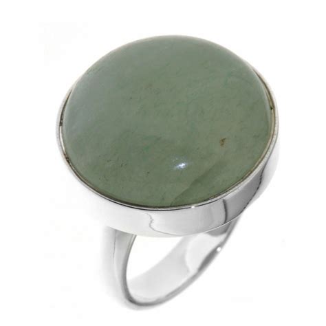 Bague Argent Aventurine Ronde Mm Ref