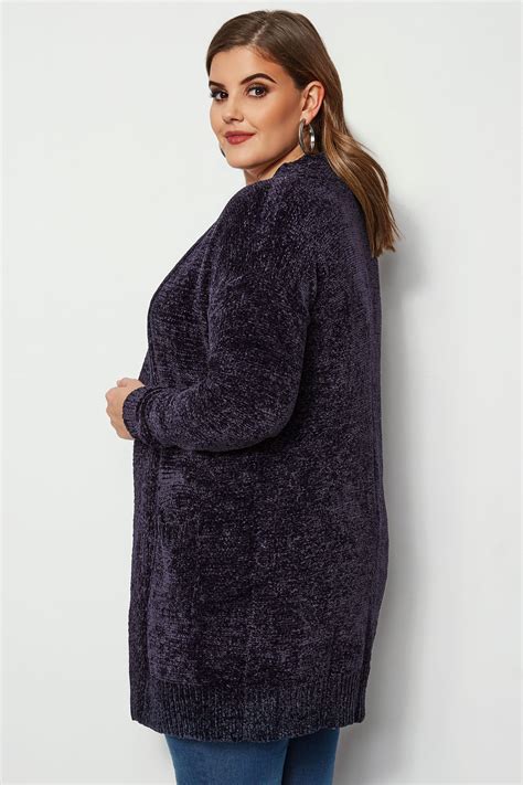 Navy Chenille Cardigan Plus Size 16 To 36