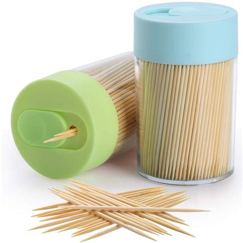 Buy Wooden Bamboo Toothpicks 1000 PCS 2 Toothpick Dispensers With 500