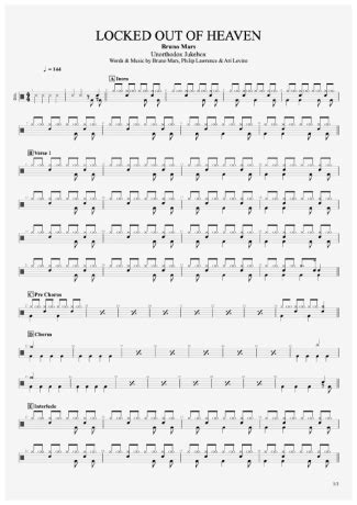 Bruno Mars Locked Out Of Heaven Sheet Music For Drums