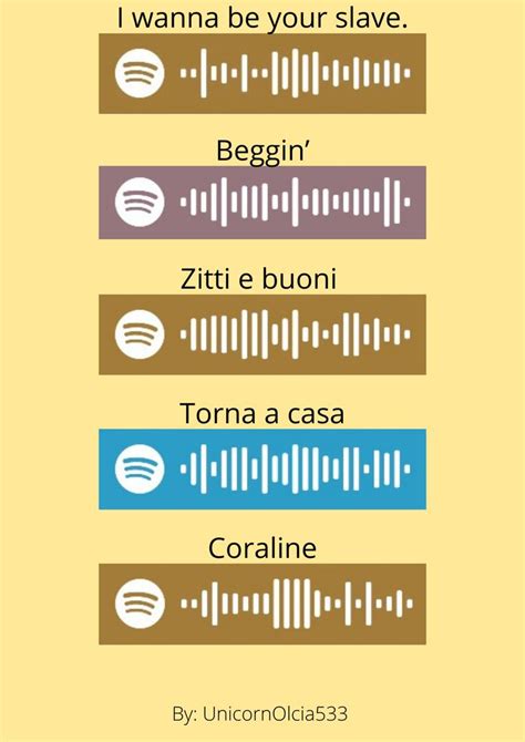 Måneskin Spotify Scan List Coraline Canzoni Testi Delle Canzoni