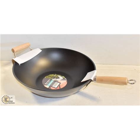 NEW LARGE 35CM CARBON STEEL NON-STICK WOK