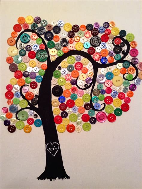 Button Tree Canvas Button Tree Art Button Art Button Crafts Tree