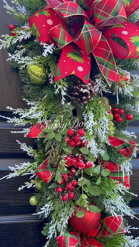 Christmas Swag Christmas Buffalo Plaid Swag Farmhouse Holiday Swag