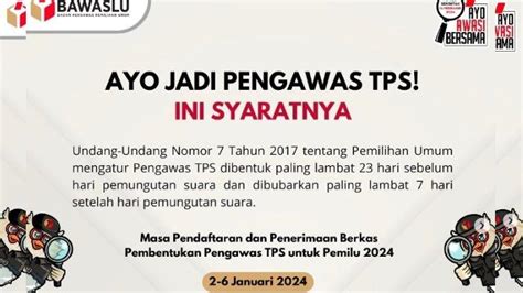 Cara Daftar Pengawas TPS Pemilu 2024 Berikut Syarat Dan Kelengkapan